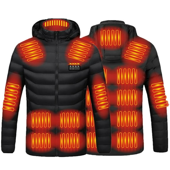 Winter Clearance 2024! purcolt Heated Jacket for Men Women, Electric Heating Coat, 19 Heating Zones, Long Sleeve Hooded Zip Winter Heated Vest Windproof Outerwear(Battery Not Included)