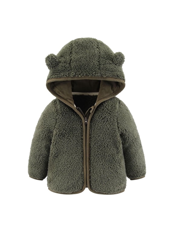 Newborn Infant Baby Girls Boys Winter Fleece Jackets Cute Bear Ears Hooded Flannel Coat Toddler Kids Warm Thick Outerwear