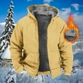 thumbnail image 1 of Winter Brilliant Fleece Jacket for Men with Hoodie Men's Winter Long Sleeved Cardigan Pockets Warm Plush Hooded Jacket Fleece Sweater Coat Heavy Weight Yellow XL, 1 of 5