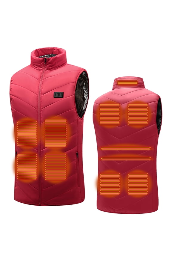 Winter Clearance!Brilliant Heated Jacket Camo Outdoor Thermal Heated Puffer Heated Jacket Winter Warming Jacket Coat USB Heated Jacket Red L