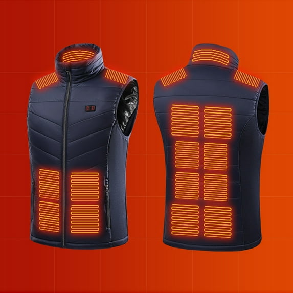 Winter!Brilliant Heated Jacket Camo Outdoor Thermal Vest Warm Thermal for Men and Women in Winter Blue S