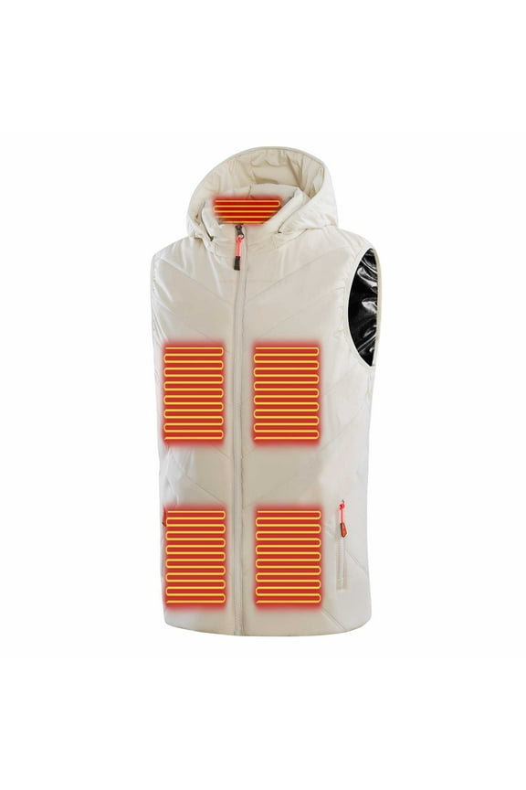 Winter !Brilliant Heated Jacket for Men with Battery Pack Outdoor Thermal Heated for Riding Skiing Fishing Charging Via Heated Coat White XXXL