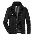 thumbnail image 1 of Winter !Brilliant Jackets for Men Men's Winter Corduroy Jacket Lamb Wool Loose Lapel Outwear Coat Black L, 1 of 1