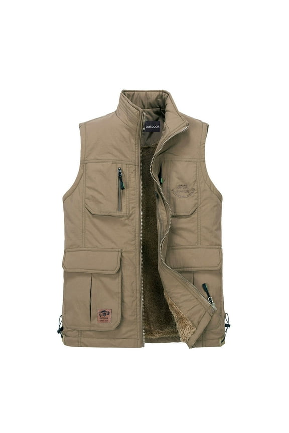 Winter Clearance!Brilliant Puffer Jacket Men No Sleeve Men's Outdoor Vest Leisure Jacket Lightweight Vest Zip with Muti-Pockets Brown XL