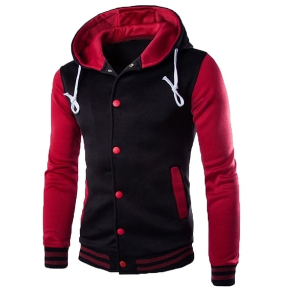 Winter Clearance!Brilliant Winter Jackets for Men Hooded Men's Fashion Casual Jacket Outdoor-breasted Jacket Tooling Baseball Uniform Jacket Red XXXXXL