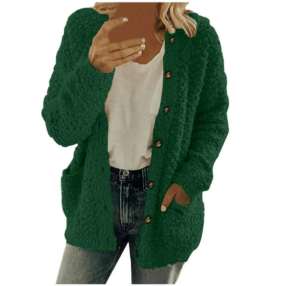 Winter Cardigan Sweaters for Women Long Sleeve Loose Coat Cardigan Solid Color Sweater