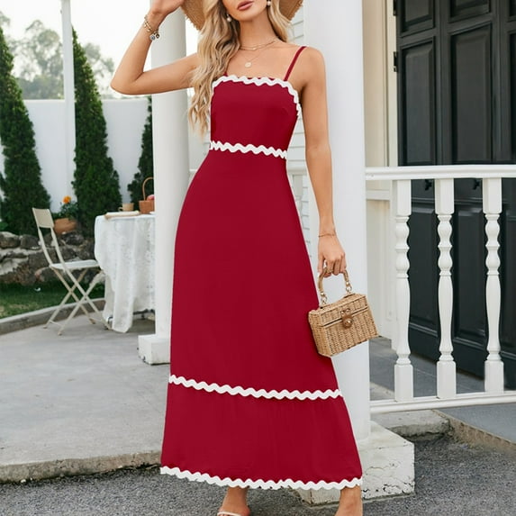 Winter Deals!Womens Fashion,Women'S Summer Casual Loose Sleevless Crew Neck Dress,Red,Xl