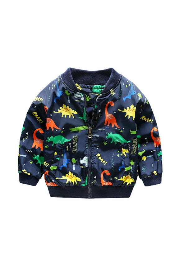 Baby Boy Girl Winter Clothes Jacket Cute Dinosaur Outerwear Coat Children Clothing Blue 6 Years