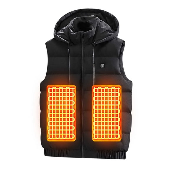 Winter Clearance Deals! Zpanxa Heated Vest for Men Women 9 Zones Smart Heating Vest Jacket USB Charging Smart Carbon Fiber Warm Hooded Vest Plus Size Unisex Winter Coats Black XL