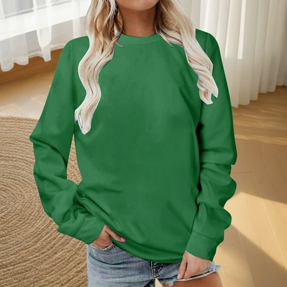 Winter POROPL Sweatshirts for Women Under $10.00 Plus Size Long Sleeve Crew Neck Hoodie Sweatshirt Pullover Tops Army Green L
