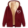 thumbnail image 1 of Joau Women's Fleece Hoodie Cozy Thermal Sherpa Lined Full Zip Up Hooded Sweatshirt Winter Warm Jacket Coat with Pockets, 1 of 4
