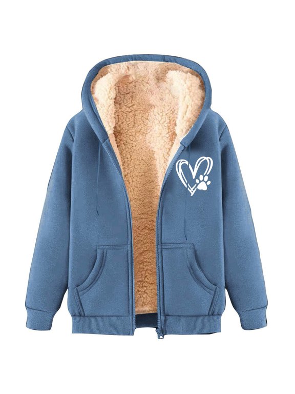 purcolt Women's Sherpa Lined Hooded Sweatshirt Full Zip Up Winter Warm Hoodie Comfy Hooded Fleece Jacket with Pockets