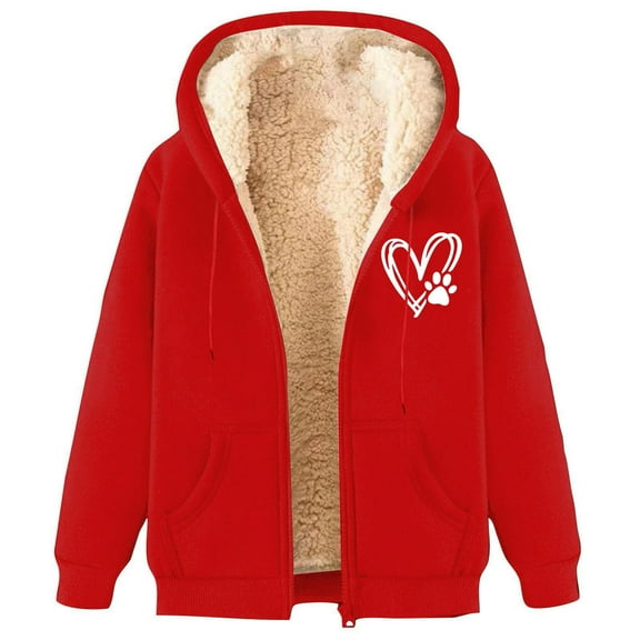 purcolt Women's Sherpa Lined Hooded Sweatshirt Full Zip Up Winter Warm Hoodie Comfy Hooded Fleece Jacket with Pockets