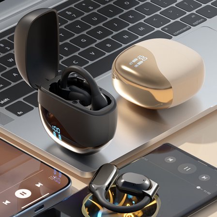 Winter karymi Wireless Bluetooth 5.4 Headphones with Microphone Open Ear Headphones 16H Open Ear Earbuds 14.2mm Drivers IPX5 HD Calls Suitable with Phones Tablet Gifts