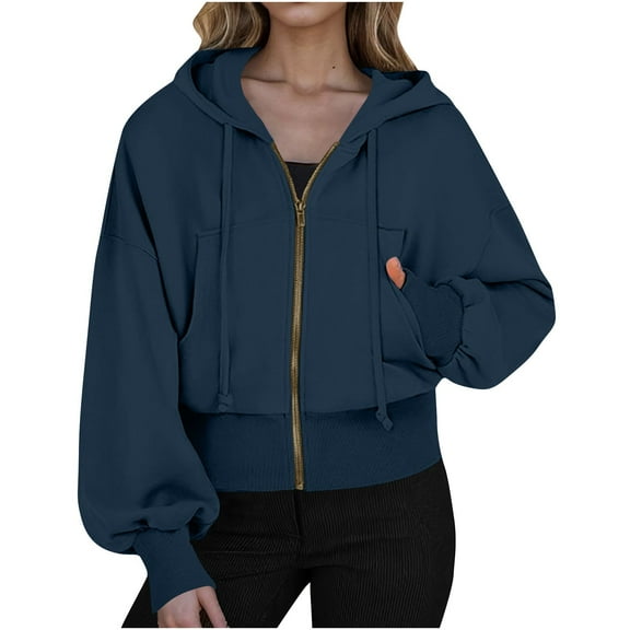 Winter Clearance Winter Coats for Women Stylish Hooded Casual Jacket With Zipper Pocket In Solid Color on Clearance