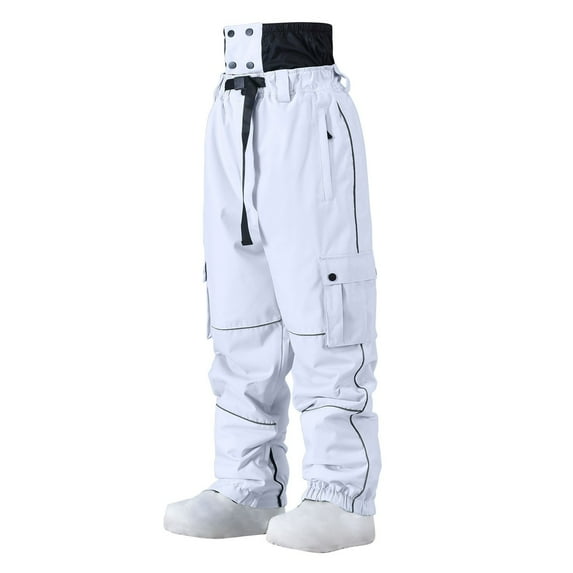 Winter ClearanceSki Bib Pants Men's and Women's Snowboard Winter Windproof Warm Denim Ski Pants Jumpsuit Ski Pants White