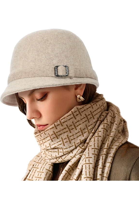 Winter Cloche 100% Wool Bucket Hat for Women Elegant Dress 1920s Vintage Fedora Hats Church Derby Party Fashion