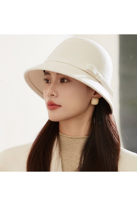 Winter Cloche Bucket Hat for Women Elegant Dress 1920s Vintage Fedora Hats Church Derby Party Fashion