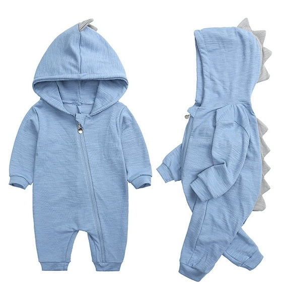 Winter Clothes Cartoon Outfits Cute Jumpsuit Kids Soft Clothing Hooded Bodysuit Baby Boy Romper Blue 0 Months-3 Months