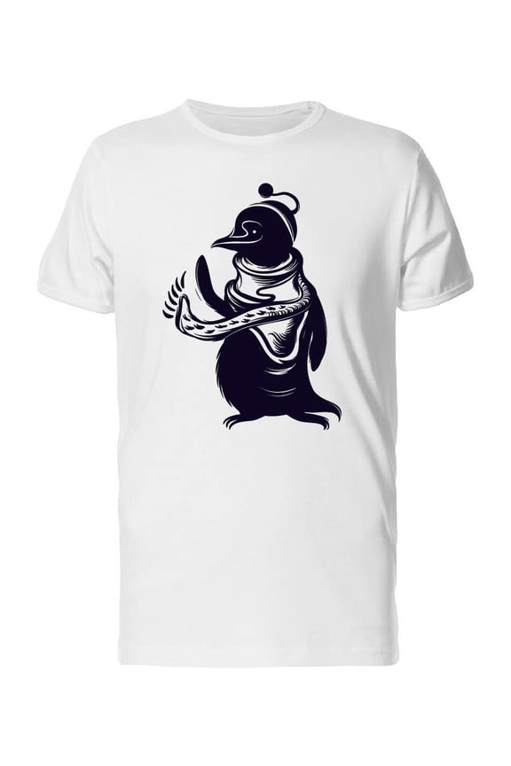 Winter Clothes Penguin Drawing T-Shirt Men -Image by Shutterstock, Male Medium