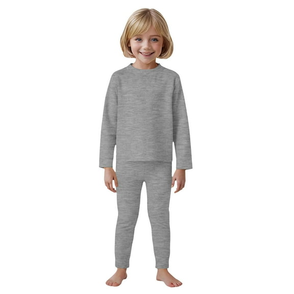 Winter Clothes For Toddler Girls Boys Thermal Shirt Thermal Underwear for Kids Toddler Winter Base Layer Long Johns Sets for Girls Boys Fleece Lined Toddler Thermal Set Light Gray 6-7 Years