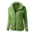 thumbnail image 1 of Winter Clothes for Women Long Sleeve Jacket Women Lapel Neck Jacket Hooded Sweater Coat Winter Warm Wool Zipper Coat Cotton Coat Outwear Fall Fleece Jackets for Women 2024, 1 of 2