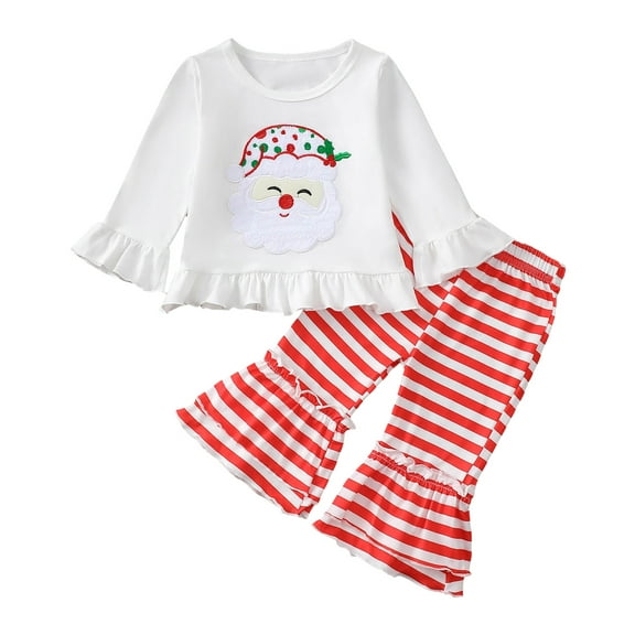 Winter Clothes for Girls 10/12 Toddler Girl Clothes 18M-8T Girls Fall Winter Outfit, Long Sleeve Ruffle Bowknot Top Floral Pants 2Pcs Clothing Set