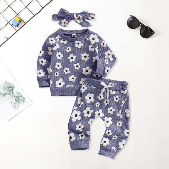 Winter Clothes for Girls 12-18 Months Toddler Baby Girl Clothes Infant Girl Outfits Fall Ruffle Floral T-Shirt Top Pants Set Winter Spring Clothes