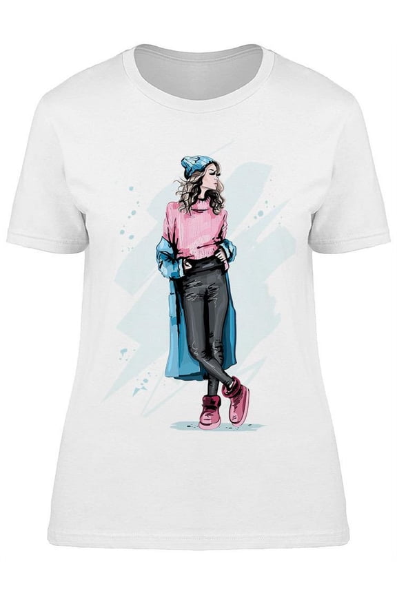 Winter Clothing Cute Woman T-Shirt Women -Image by Shutterstock, Female Small