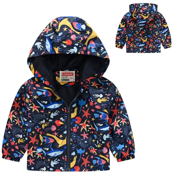 Winter Coat Cartoon Printed Lightweight Jacket Windbreaker Casual Outerwear for Baby Boys Outerwear Coats 12-18 Months