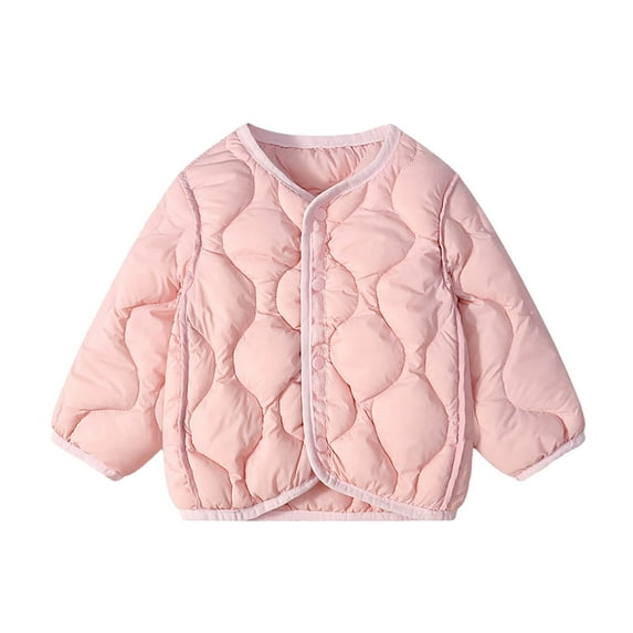 Kids Winter Coat Solid Color Cartoon Printed Lightweight Coat Zipper Windproof Outwear Jacket for Baby Winter Girl Clothes 5-6 Years