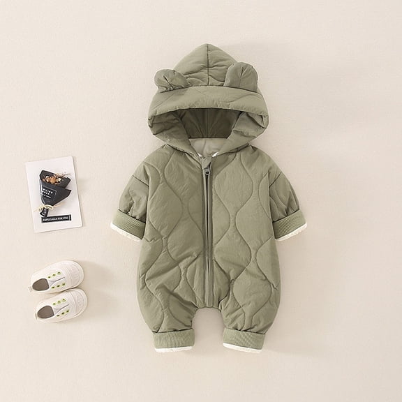 Winter Coat Down Romper Hoodie Coat for Toddler Winter Warm Outfits Warm Windproof Long Sleeve Toddler Snow Coat 0-3 Months