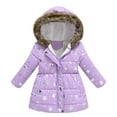 thumbnail image 1 of Girls Winter Coats Hooded Puffer Jacket Kids Cute Print Jacket for Girls Zipper Long Sleeve Waterproof Kids Thicken Jacket for Girls 7-8 Years, 1 of 3
