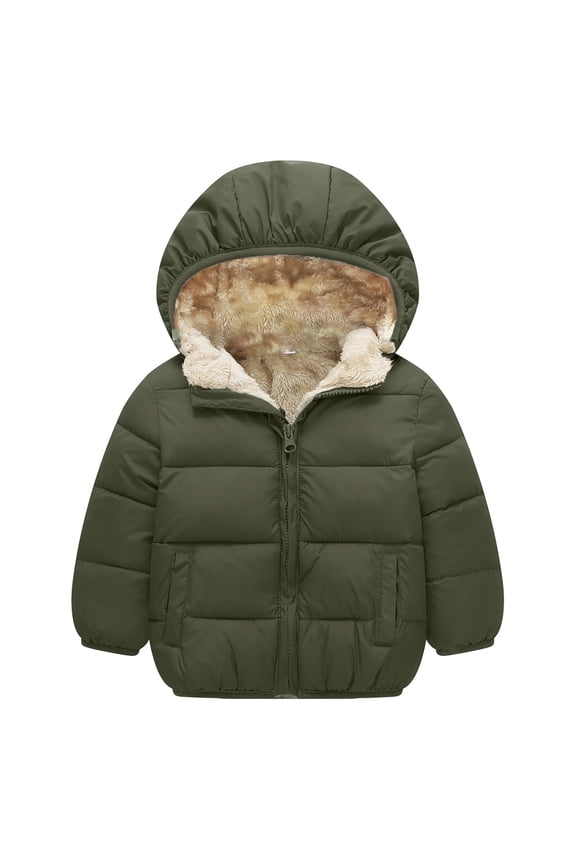 Winter Coat for Girls Puffer Jacket Boys Zipper Long Sleeve Thicken Windproof Jacket Outwear Cute Hooded Jackets with Pockets Boys Winter Coats Size 4-5 Years