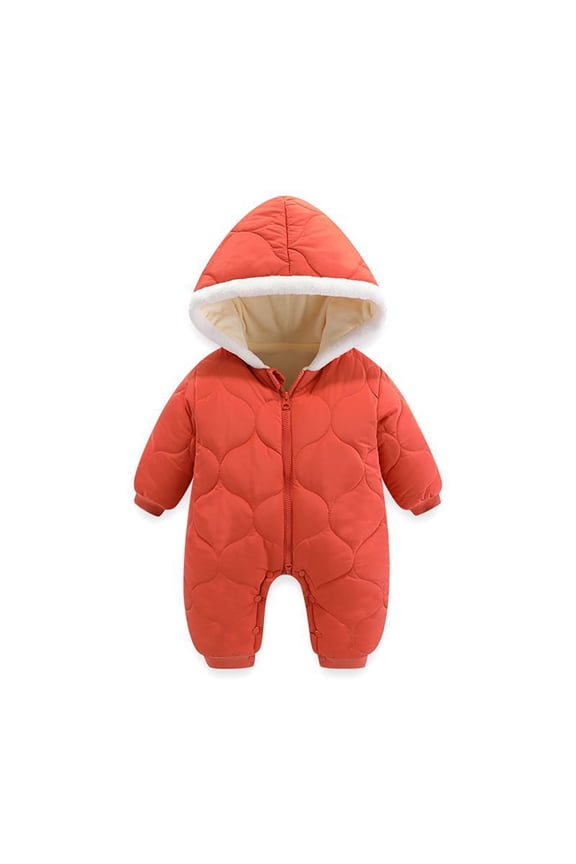 Winter Coat Hooded Romper Coat for Toddler Boys Girls Down Jacket Solid Cartoon Printed Long Sleeve Baby Snow Coat 6-12 Months