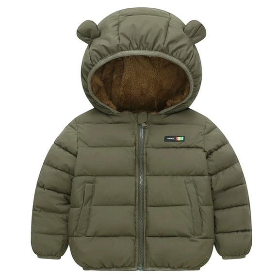 Winter Coat Lightweight Water-Resistant Jacket Bear Ear Hooded Puffer Jacket Kids Boys Fashion 6-7 Years