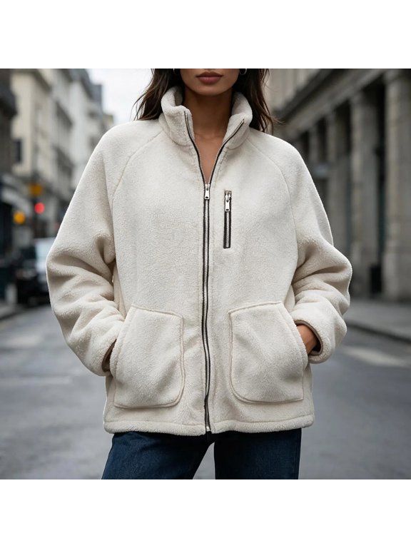 Winter Coat Mom Cozy Thicken Coats Zip Up Fleece Sherpa Jacket For Women