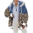 thumbnail image 1 of Winter Coat Plus Size Winter Jacket for Women Long Sleeve Hooded Coats Fleece Plush Thermal Outfit Color Block Zipper Outerwear Abrigos de Mujer, 1 of 6