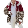 thumbnail image 1 of Winter Coat Plus Size Winter Jacket for Women Long Sleeve Hooded Coats Fleece Plush Thermal Outfit Color Block Zipper Outerwear Abrigos de Mujer, 1 of 6