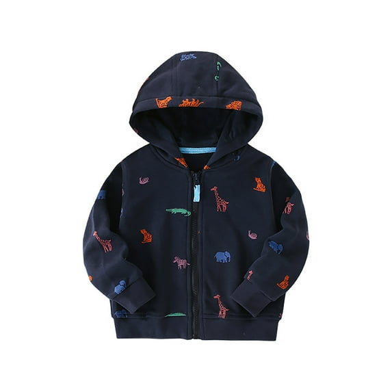 Winter Coat Solid Color Cartoon Printed Lightweight Jacket Zipper Windproof Jacket Outwear for Kids Baby Winter Girl Clothes 5-6 Years