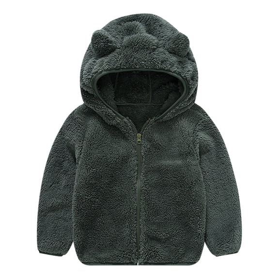 Winter Coat - Thicken Fleece Jacket with Warm Bear Ears for Kids Boys Girls