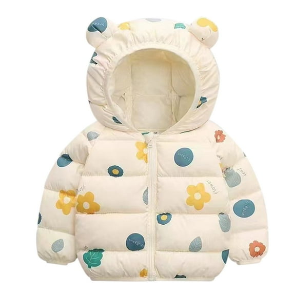 Winter Coat Toddler Puffer Coat Cute Bear Ear Hooded Jackets with Pockets Lightweight Puffer Jacket for Baby Girls Winter Warm Outerwear Baby Girl Clothes Winter 3-6 Months
