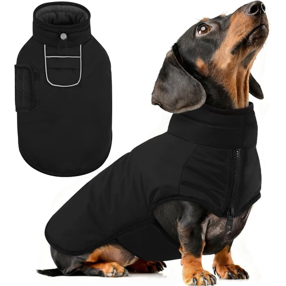 Winter Coat, Warm  Jackets with Harness Hole, Reflective Pet Puffer Jackets Windproof Snowsuit for Medium Dogs, Medium Dogs Coats for Jack Russell, Boston Terrier,  Bulldog, M