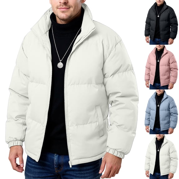 Winter Coat Warm Slim Fit Thick Coat Casual Jacket Outerwear Top Blouse - Stand Collar for Cold Weather Daily Wear, Office Events, and Christmas Parties,Pink,M