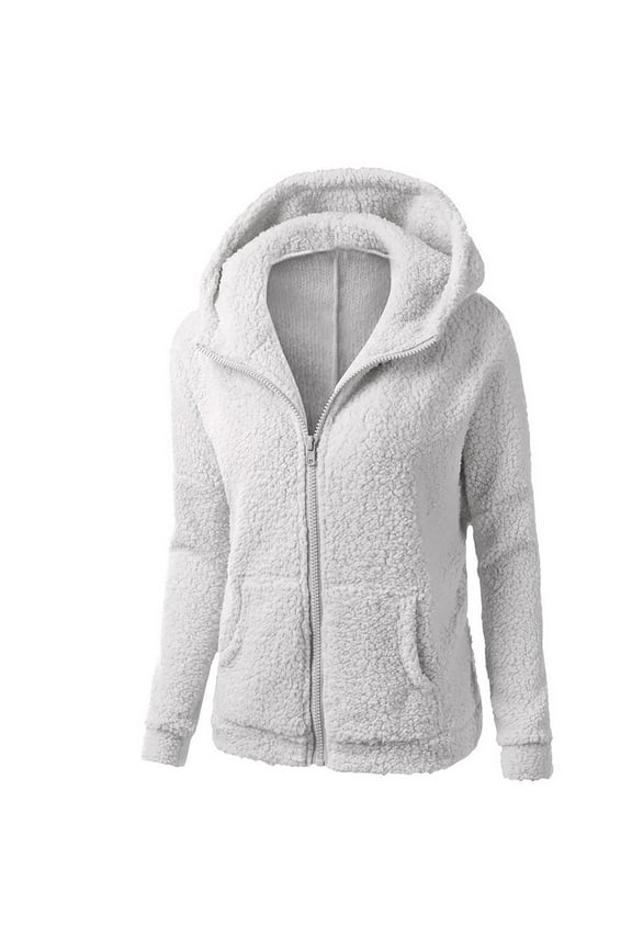 Winter Coat for Women Fleece Sherpa Hoodie Zip Up Faux Fur Jacket Teddy Bear Coats Hood Zipper Outwear Fuzzy Fluffy Warm Shacket Shaggy Jackets Warm Soft Comfy Plush Cardigan Ladies Plus Size 22