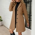 thumbnail image 1 of Winter Coat for Women Stand Collar Single Pea Coat Mid-Long Outwear with Pocket,Women's Fall Winter Elegant Single Long Wool Coat Overcoat, 1 of 7