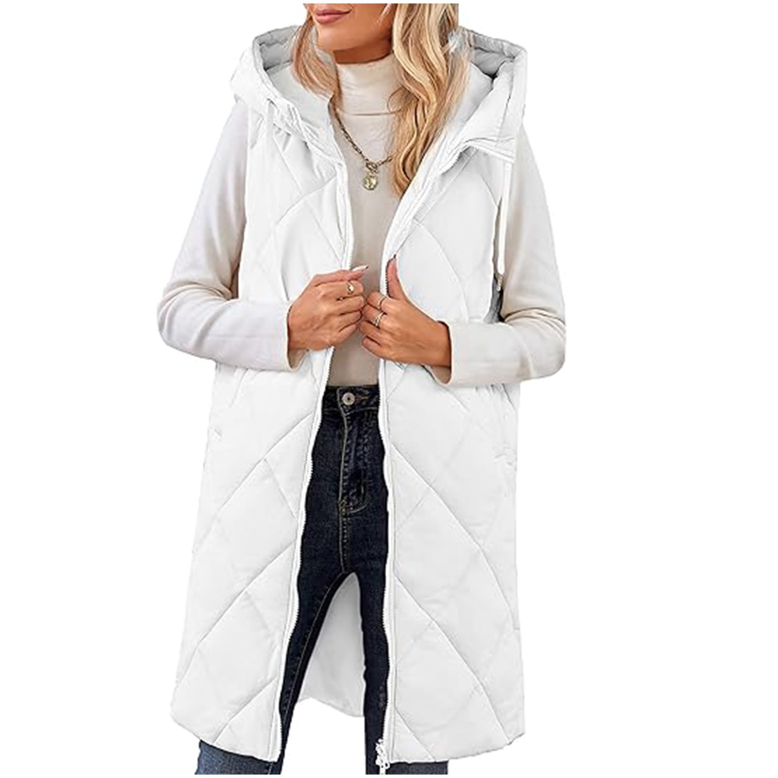 Winter Coat YOHOME Womens Sleeveless Quilted Long Vest Hooded Full Zip