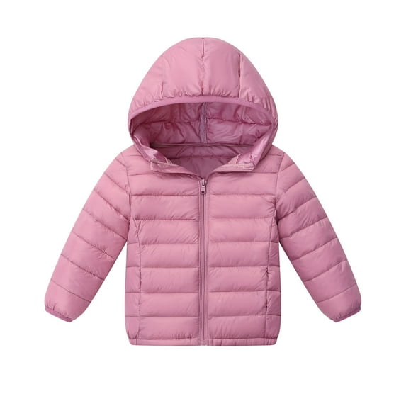 Winter Coat for Boys with Hooded Puffer Jacket Pink Coat Zipper Long Sleeve Lightweight Waterproof Jacket Kids Little Girl Jackets 6-7 Years