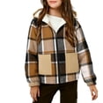 thumbnail image 1 of Winter Coat for Girls 4-15 Years Sherpa Fleece Lined Zip up Hoodie Plaid Jacket with Pockets Flannel Outerwear (10-11Years, Coffee), 1 of 5