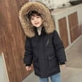 thumbnail image 1 of Winter Coat for Girls Hooded Puffer Jacket Black Jacket for Girls Zip up Long Sleeve Waterproof Boys Thicken Jacket Little Girl Jackets 5-6 Years, 1 of 3